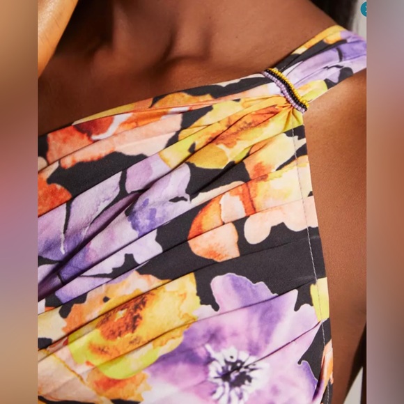 Anthropologie Geisha Designs Floral Asymmetrical Hem Midi Dress - Picture 14 of 17